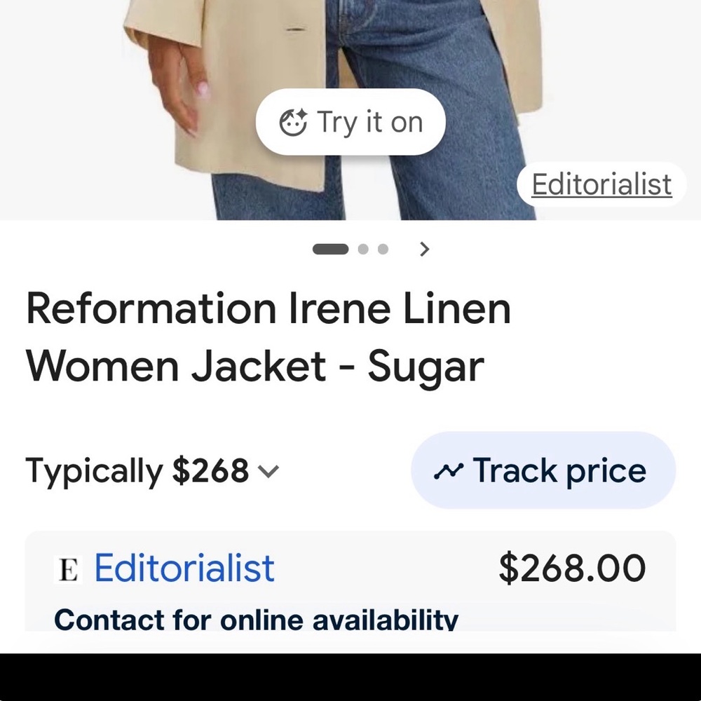 Reformation Irene Linen Button-Up Trench Coat in Sugar - Picture 4 of 10